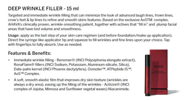 AHAVA - AOS - Deep Wrinkle Filler - 15ml.
