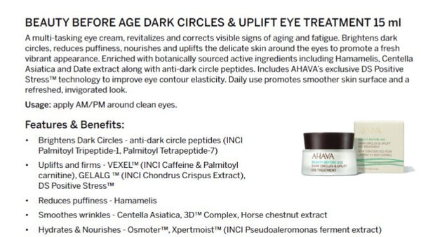 AHAVA - Beauty Before Age - Dark Circles & Uplift Eye Treatment